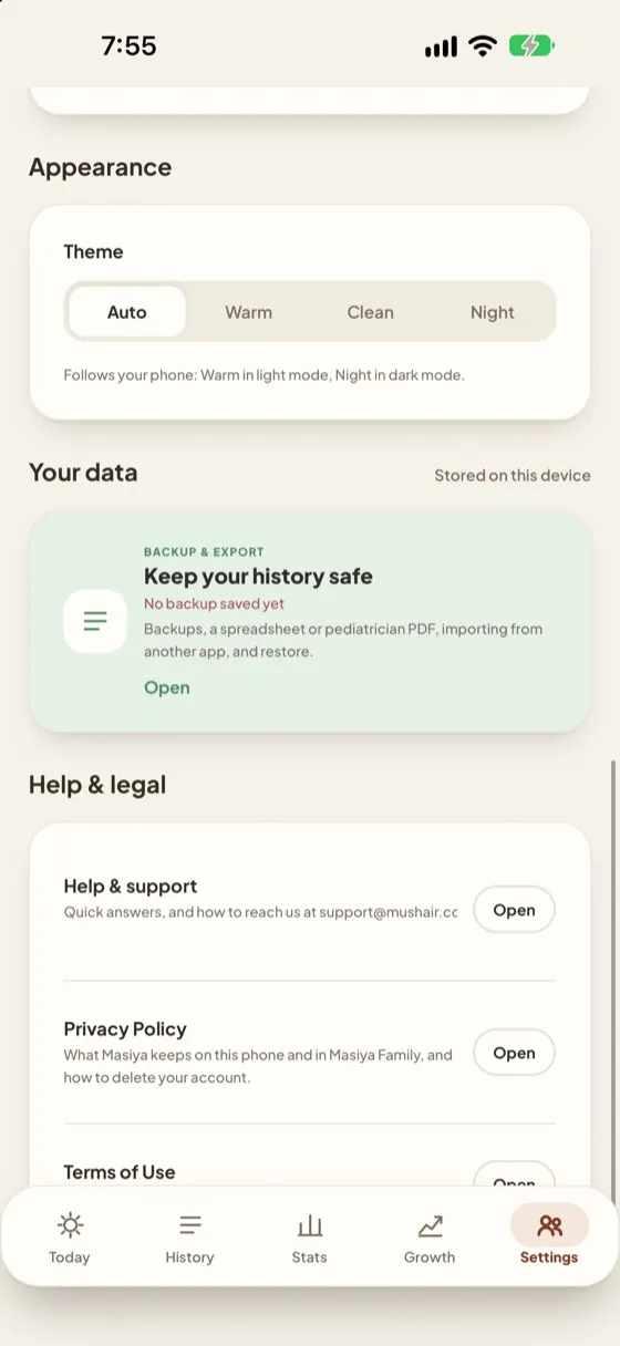 Masiya screen: Theme, data and help