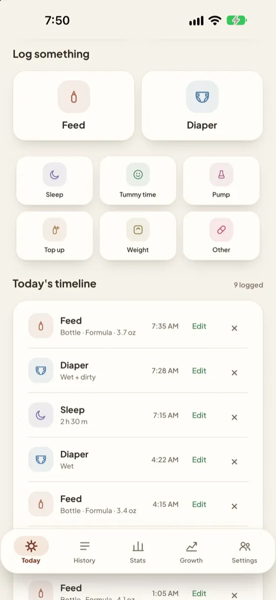Masiya screen: Log buttons and timeline