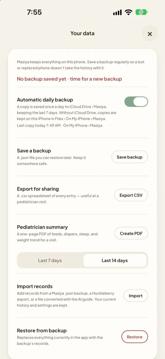 Masiya screen: Your data